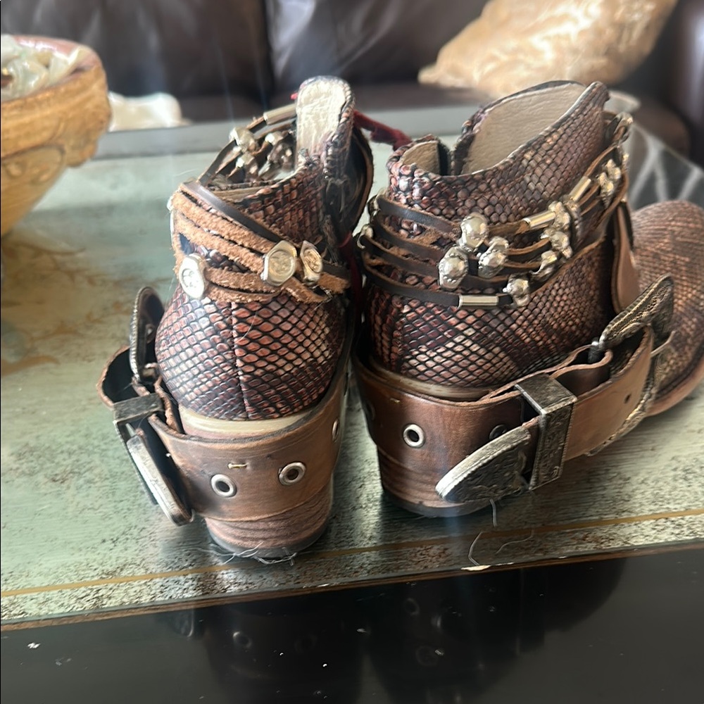 Freebird Brown and Silver Ankle Booties - Picture 3 of 5